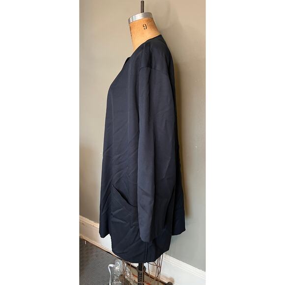 VTG Ungaro Solo Donna Italy Navy Blue Swing Jacket, 100% Wool, 42 USA 8 - Picture 4 of 8